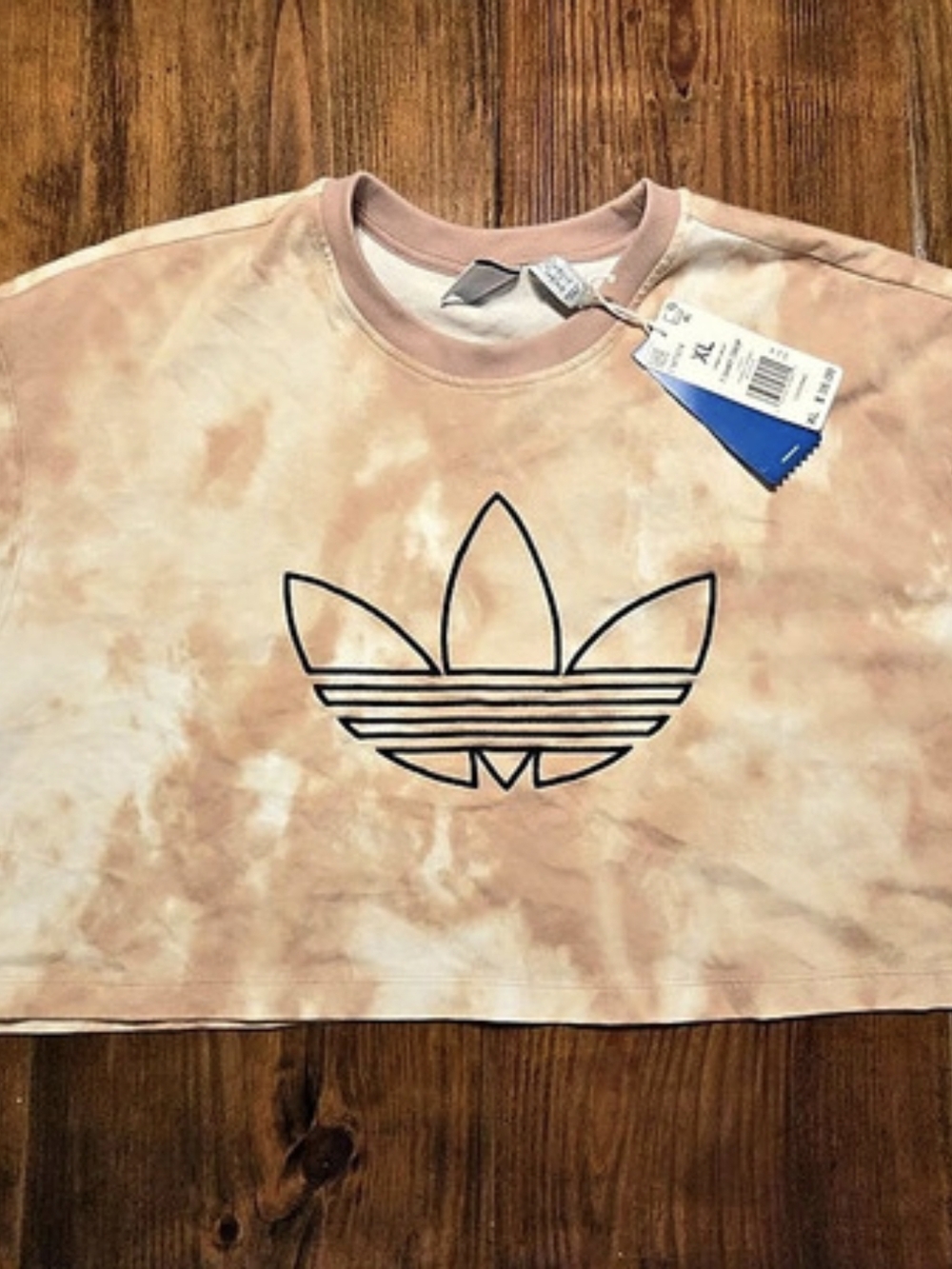 adidas Originals Tie-Dye Cropped Tee Pink & Cream XL